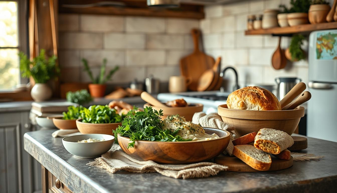 Ingredients prepared for a simple home dinner